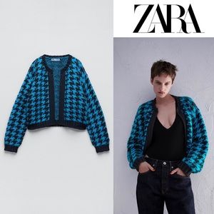 NWOT Zara houndstooth knit cardigan
